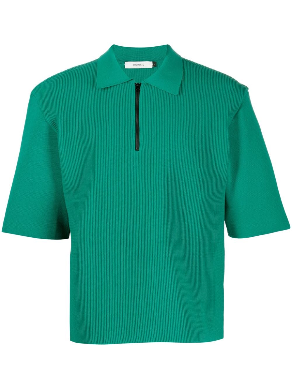 half-zip ribbed polo shirt