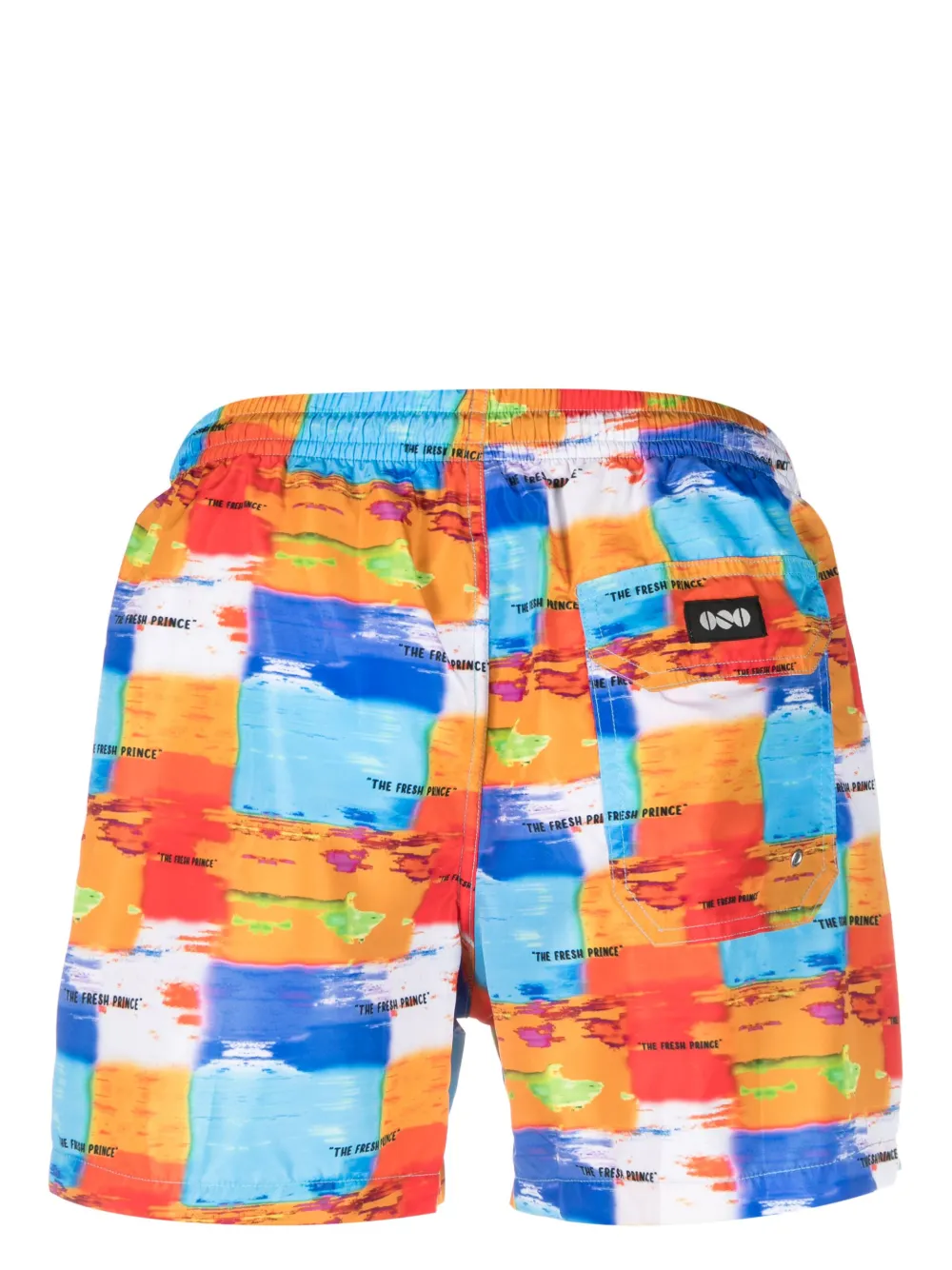 Nos Beachwear abstract-print drawstring swim shorts - Oranje
