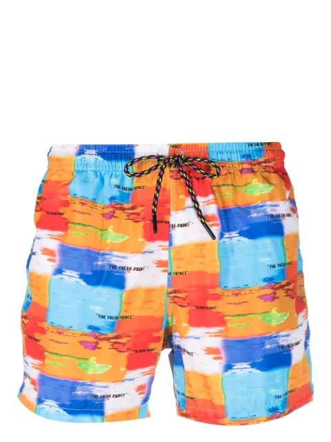 Nos Beachwear abstract-print drawstring swim shorts