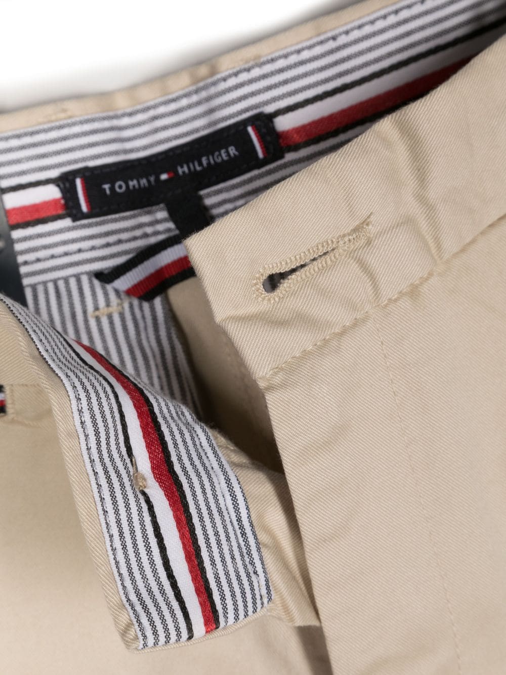 Shop Tommy Hilfiger Junior Logo-patch Cotton Trousers In Neutrals