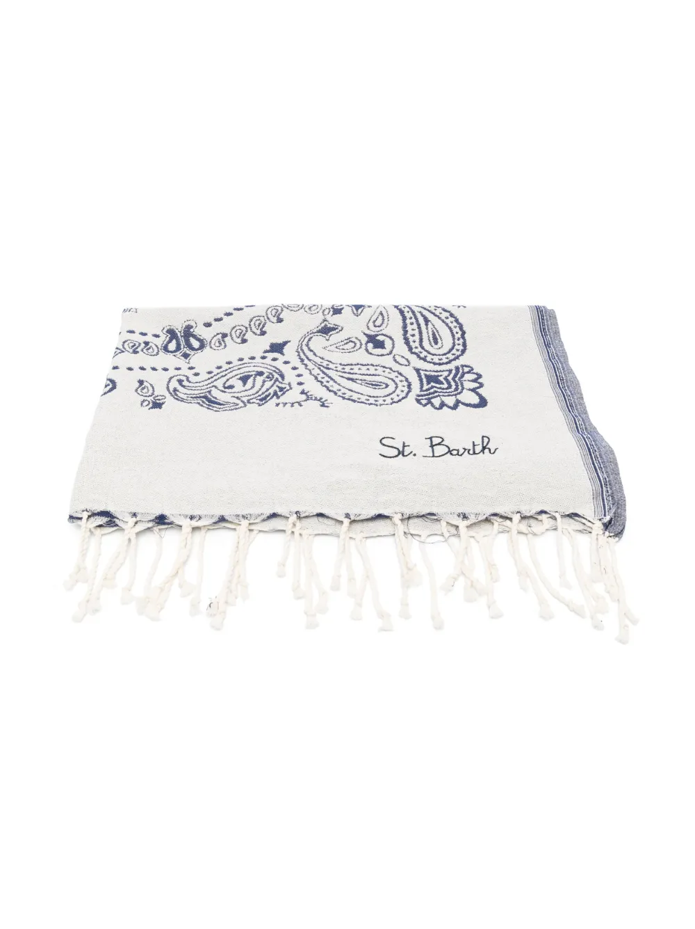 Mc2 Saint Barth Kids' Paisley-print Cotton Towel In White