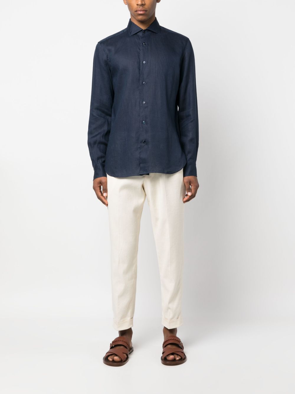 Barba long-sleeved Linen Shirt - Farfetch