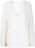 Dorothee Schumacher V-neck open-knit sweatshirt - White
