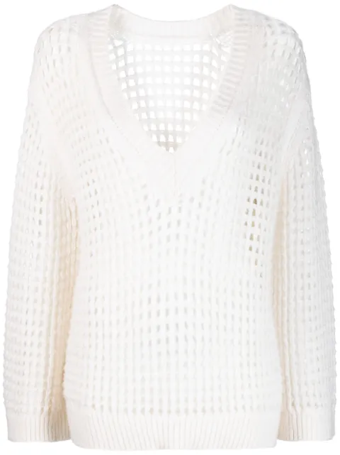 Dorothee Schumacher V-neck open-knit sweatshirt