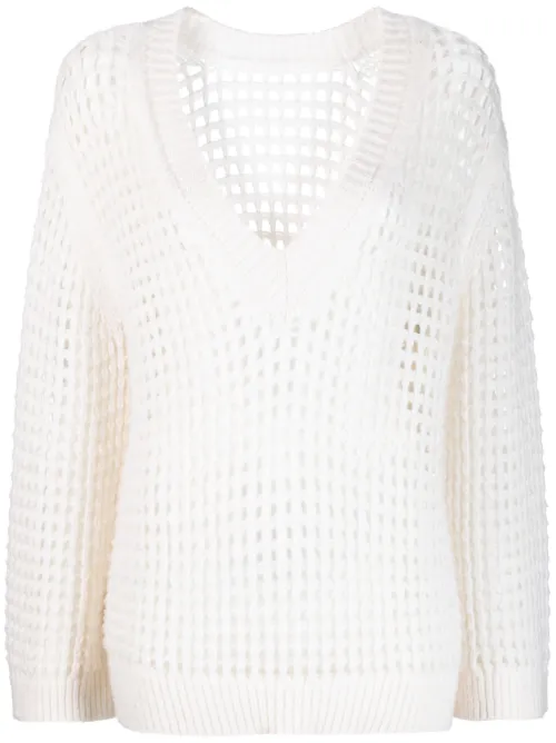 Pull en maille ajourée à col v - Dorothee Schumacher - Modalova