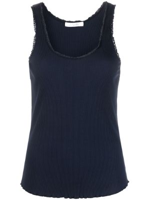 Lace-trimmed Ribbed Tank Top