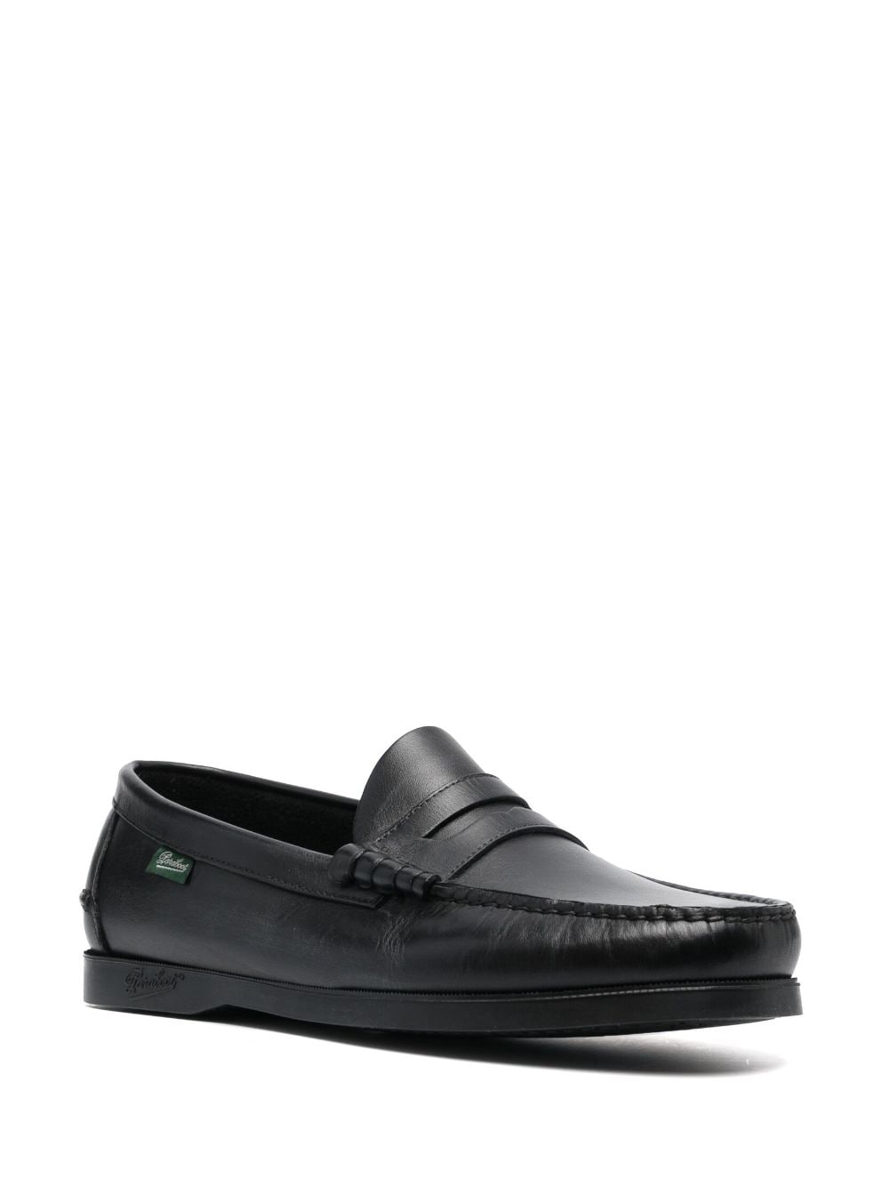 Shop Paraboot Leather Penny Loafers In Black