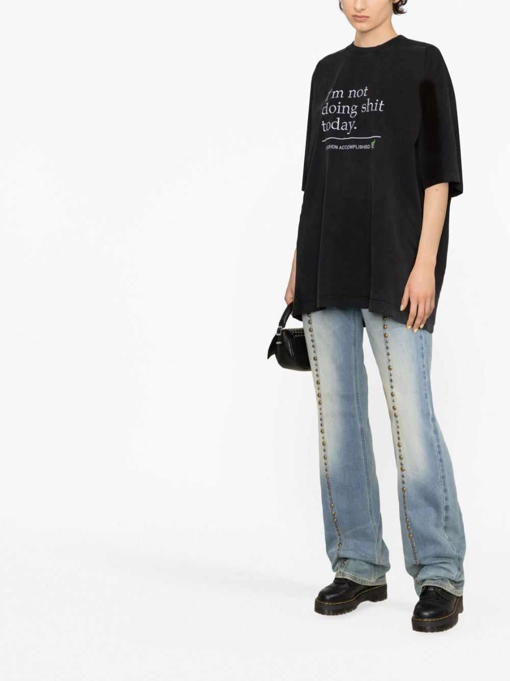 Shop Vetements Slogan-print Cotton T-shirt In Black