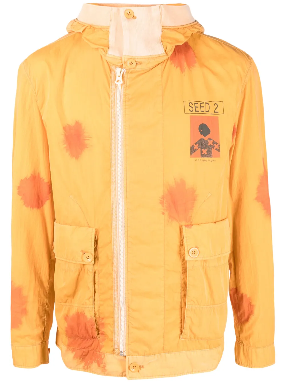 C.p. Company Seed 2 Print Hooded Jacket In Orange | ModeSens