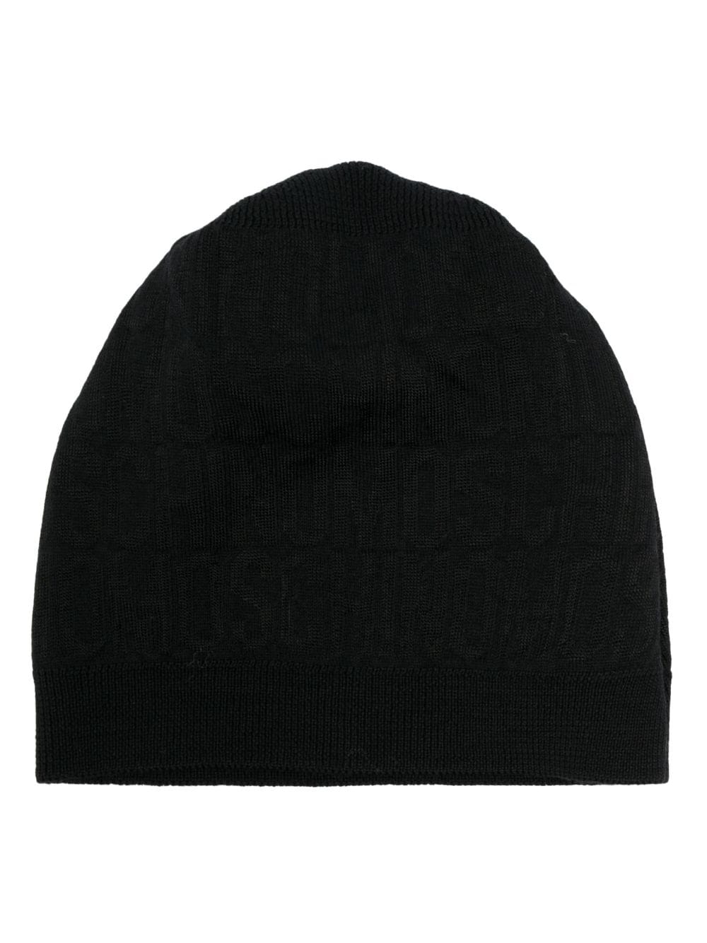 Moschino Logo-print Pattern Knit Beanie In Black