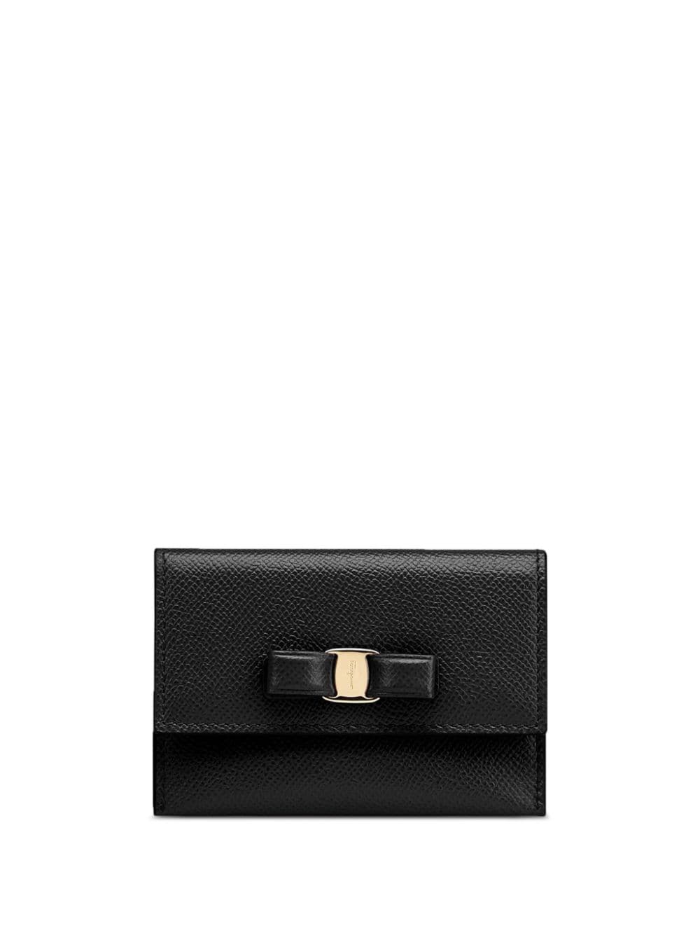 Ferragamo Vara Bow-detail Leather Wallet In Black