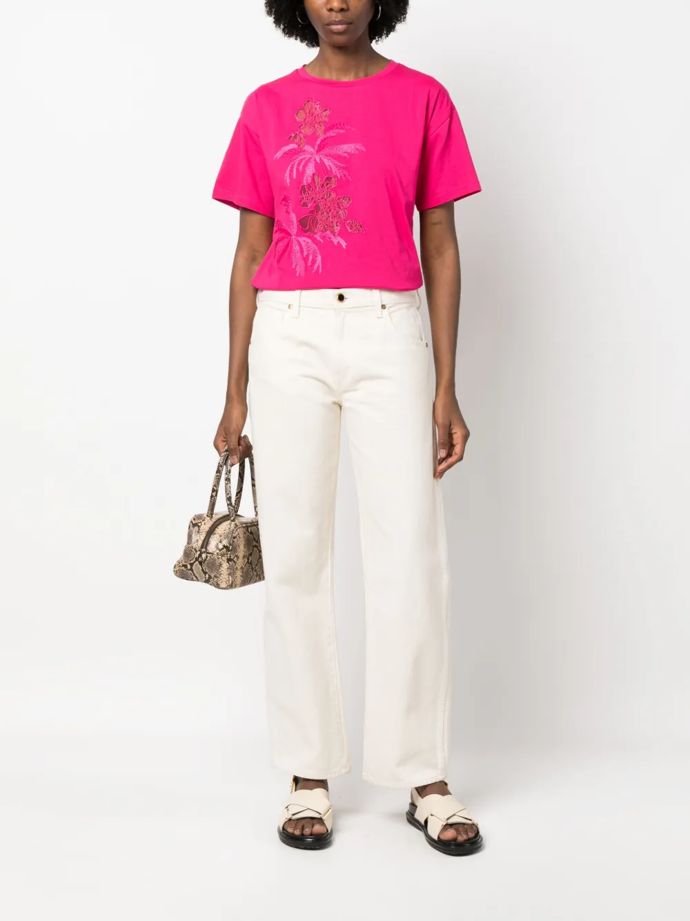 ERMANNO FIRENZE Katoenen T-shirt - Roze