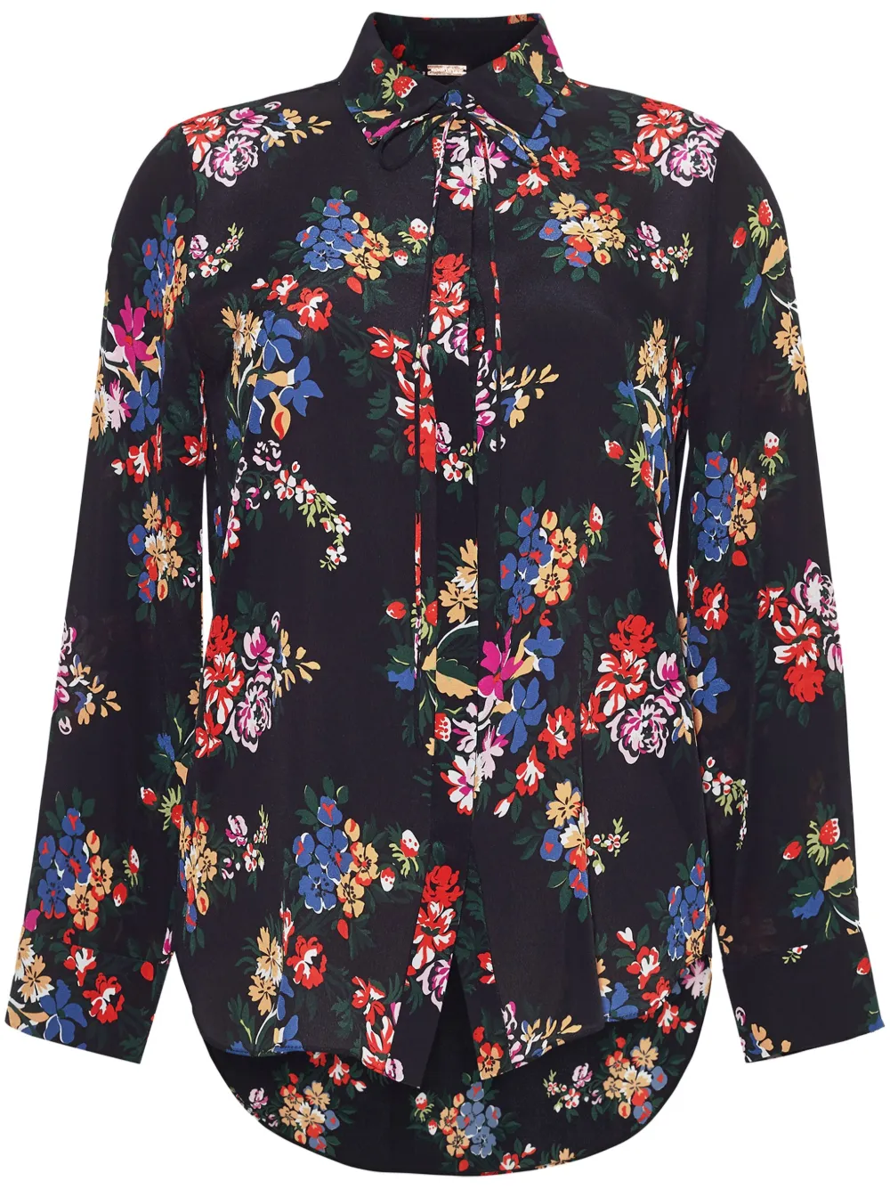 Adam Lippes Floral-print Silk Shirt In Schwarz