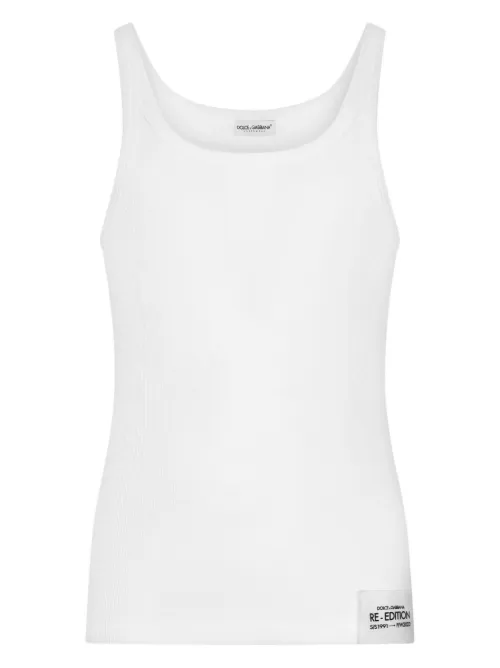 Débardeur en coton à patch logo - Dolce & Gabbana - Modalova