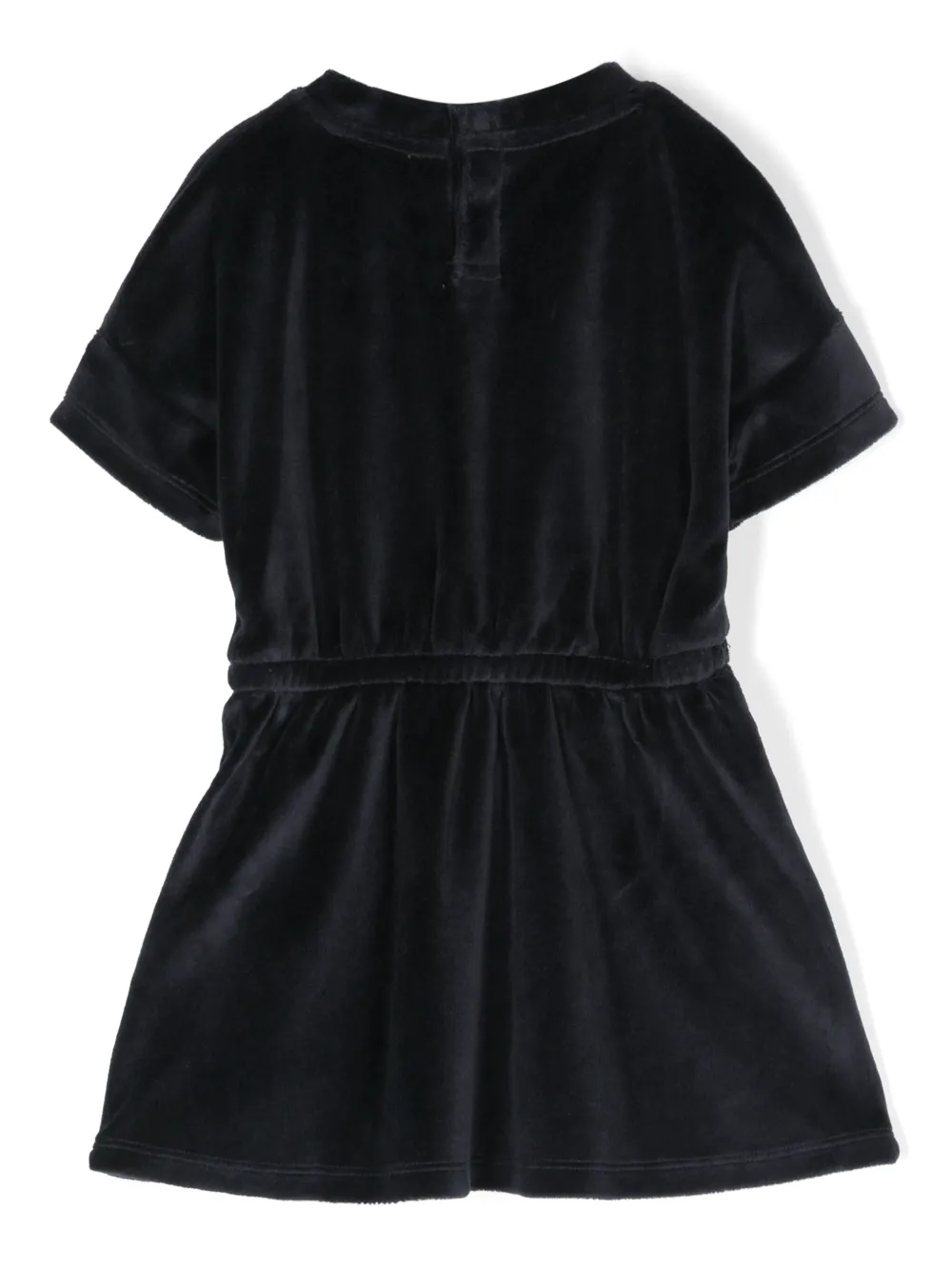 Tommy Hilfiger Junior logo-appliqué velvet minidress - Blauw