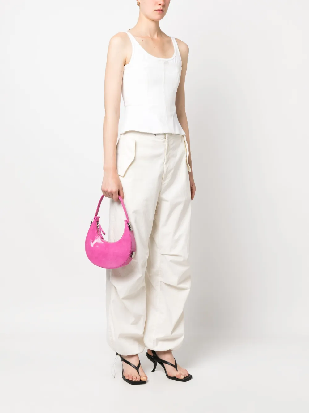 Osoi Schoudertas met slangenleer-effect - Roze
