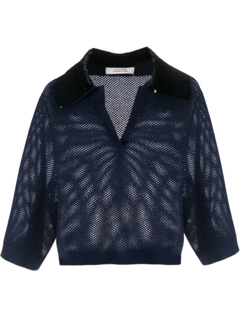 Dorothee Schumacher pointelle-knit sequin-collar crop top