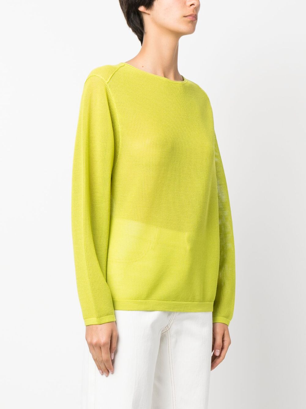 Shop Dorothee Schumacher Pointelle-knit Long-sleeve Jumper In Green
