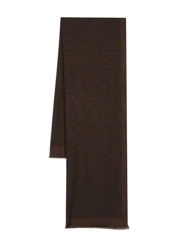 Moschino Jacquard Logo Scarf in Brown