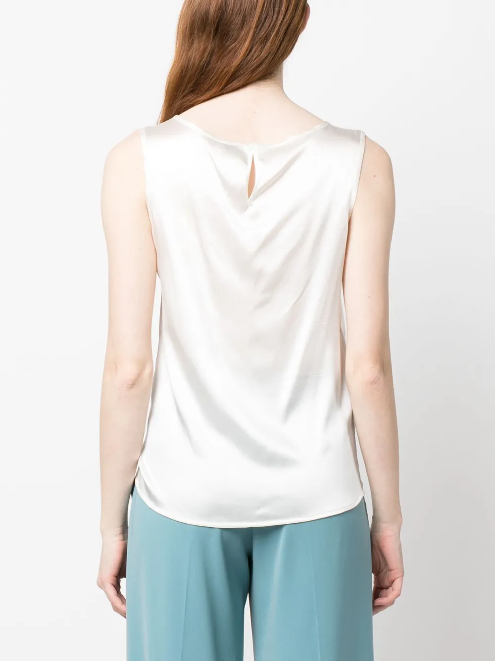 Shop Mazzarelli Sleeveless Silk-blend Top In White