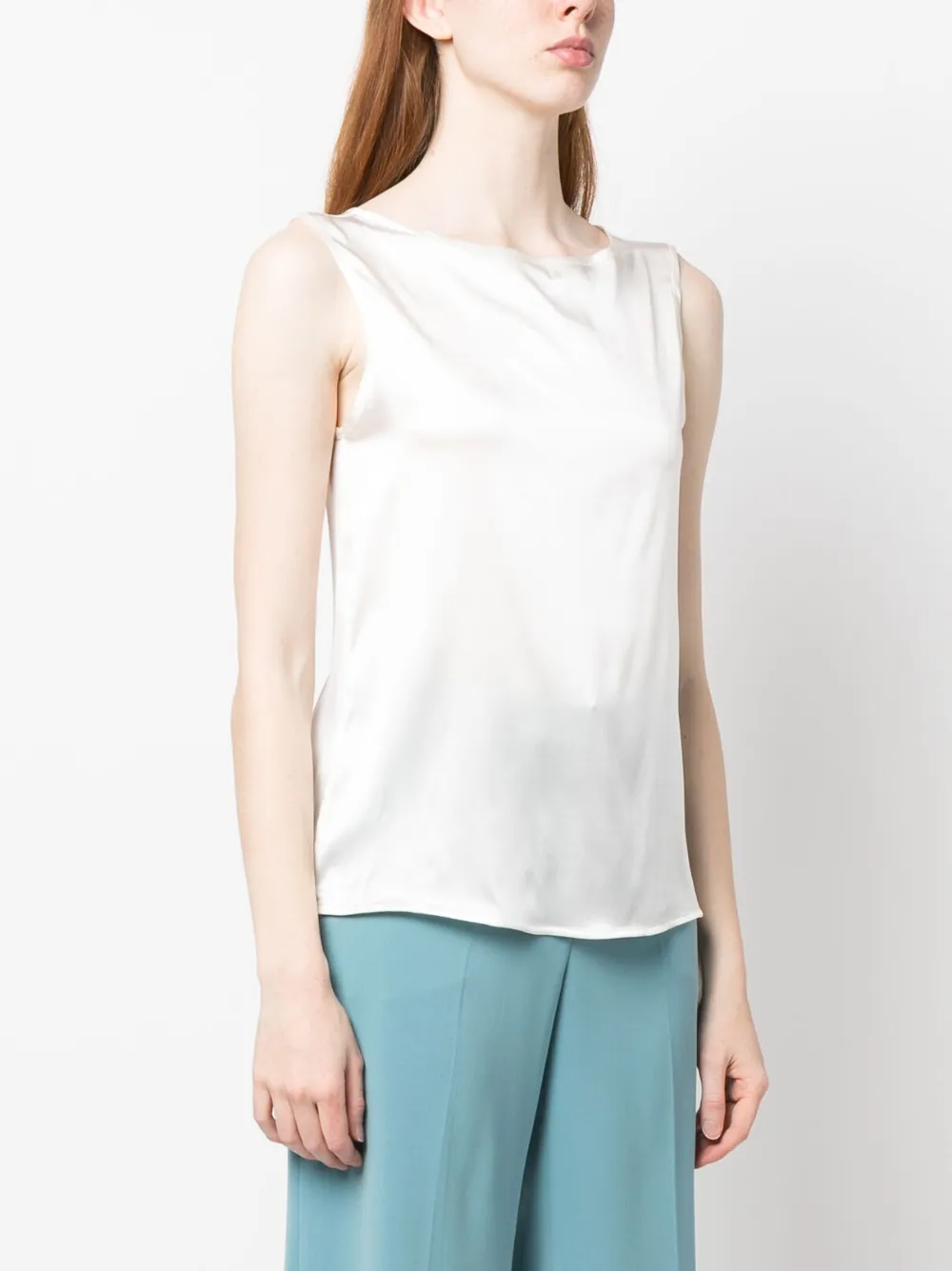 Shop Mazzarelli Sleeveless Silk-blend Top In White