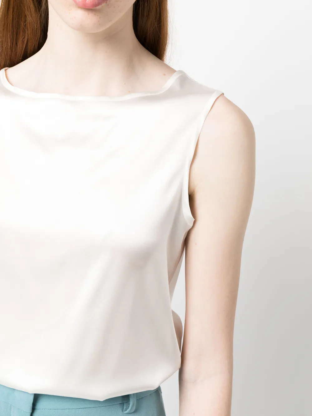 Shop Mazzarelli Sleeveless Silk-blend Top In White