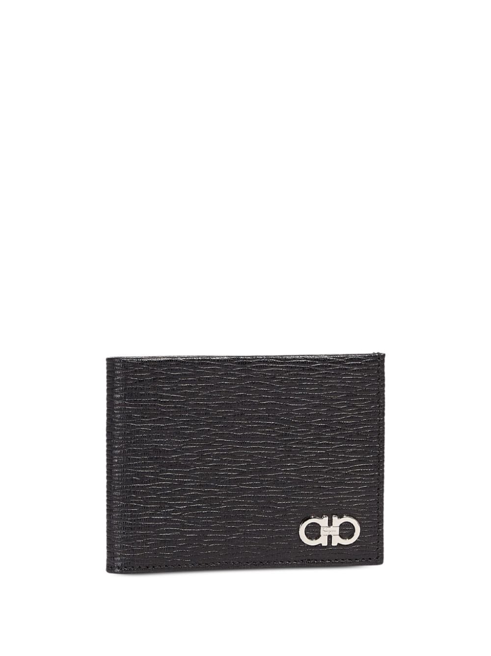 Shop Ferragamo Gancini-plaque Leather Wallet In Black