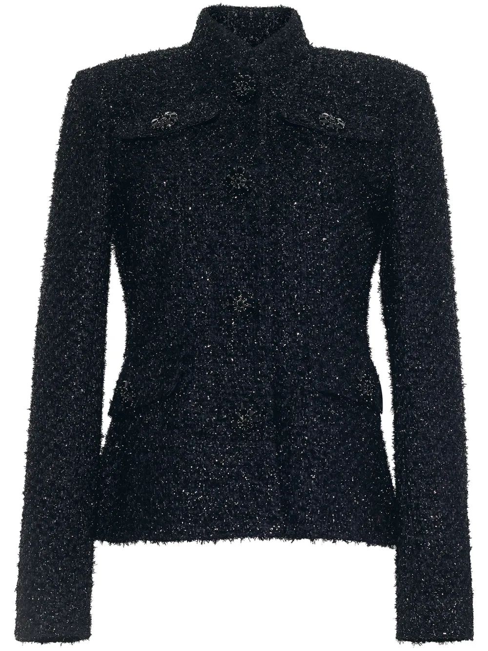 Adam Lippes Mayfair Metallic Tweed Single-breasted Jacket In Black
