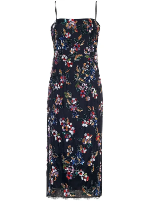 Adam Lippes vestido de seda midi con bordado floral