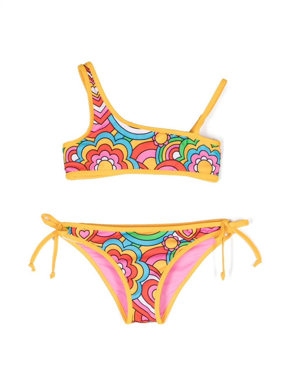 Mc2 Saint Barth Kids' Graphic-print Contrasting-border Bikini In Yellow ...