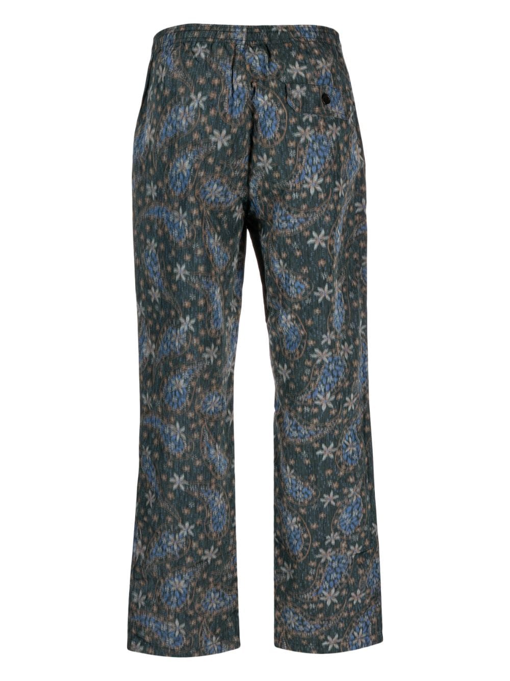 Shop Soulland Floral-paisley Straight-leg Trousers In Green