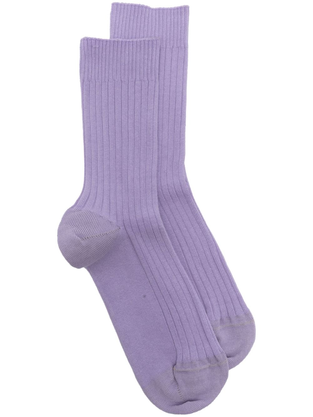 Baserange Ribbed-knit Ankle Socks In White