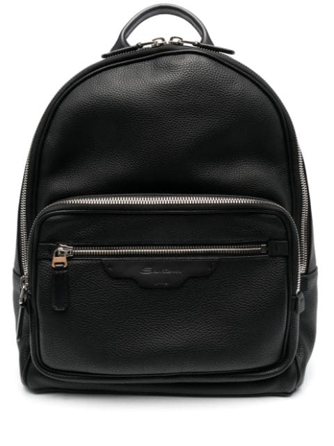 Santoni grained-texture leather backpack 