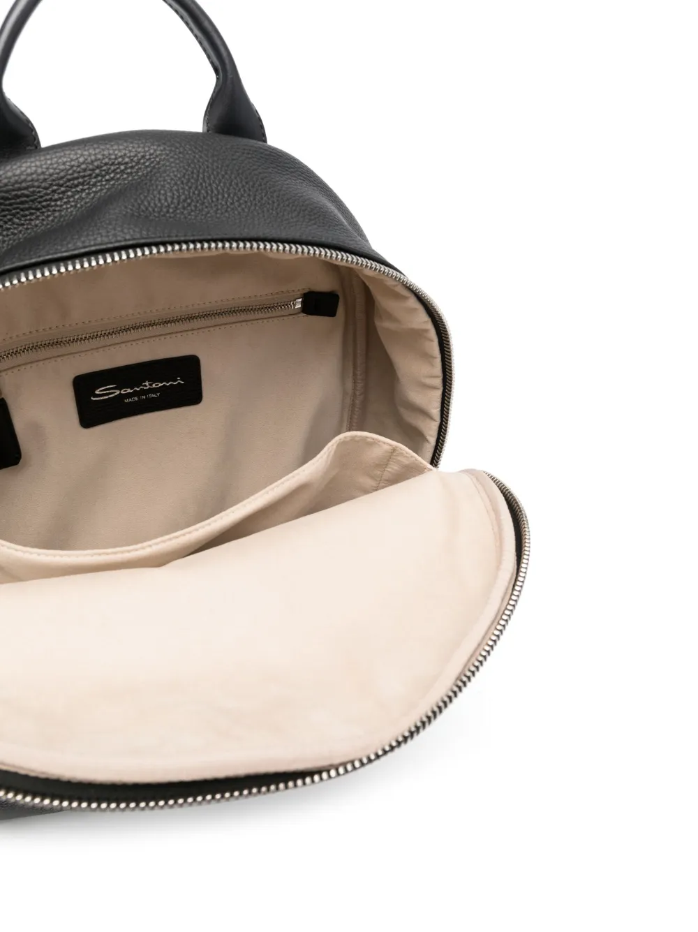 Santoni Grained-texture Leather Backpack In Black