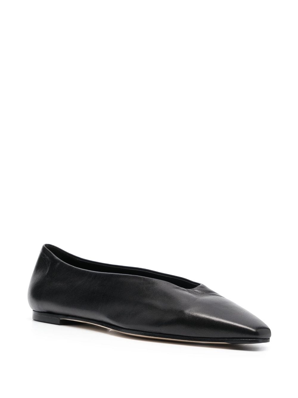 Shop Aeyde Betty Leather Ballerina Shoes In Schwarz