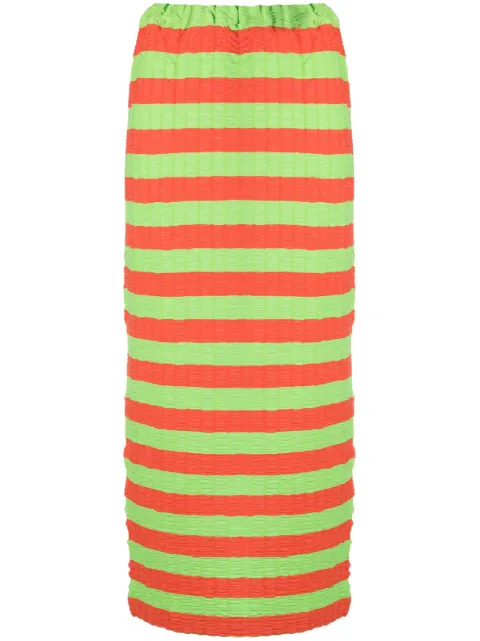 Sunnei Curled striped midi skirt