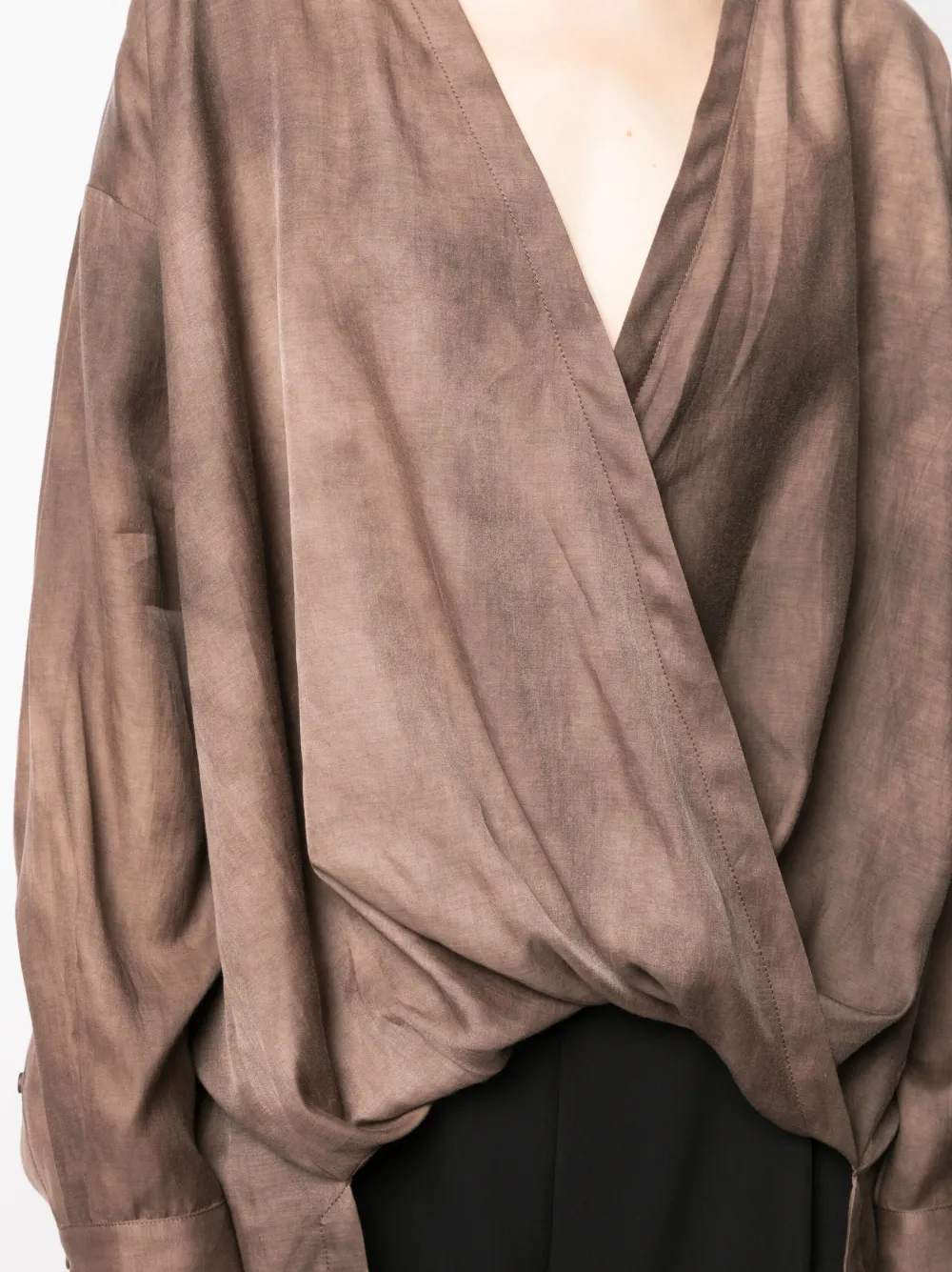 Uma Wang V-neck Asymmetric Blouse In Brown