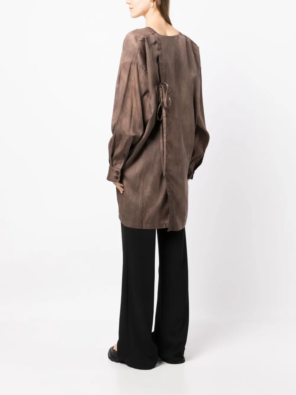 Uma Wang V-neck Asymmetric Blouse In Brown