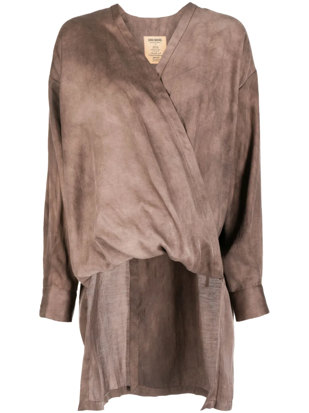 Uma Wang blusa asimétrico con cuello en V | marrón | Image 1