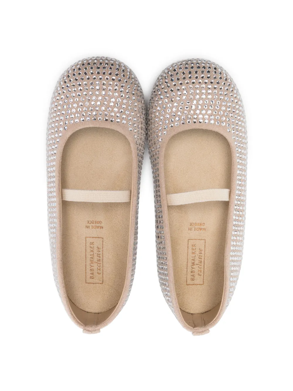 BABYWALKER CRYSTAL-EMBELLISHED SUEDE BALLERINA SHOES