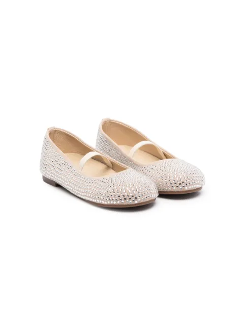 BabyWalker crystal-embellished suede ballerina shoes