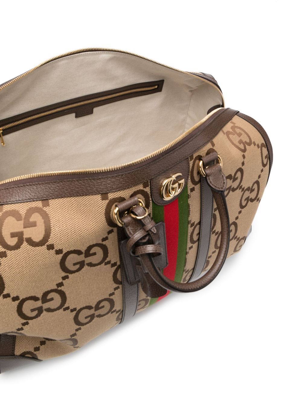 Shop Gucci Jumbo Gg Duffle Bag In Neutrals