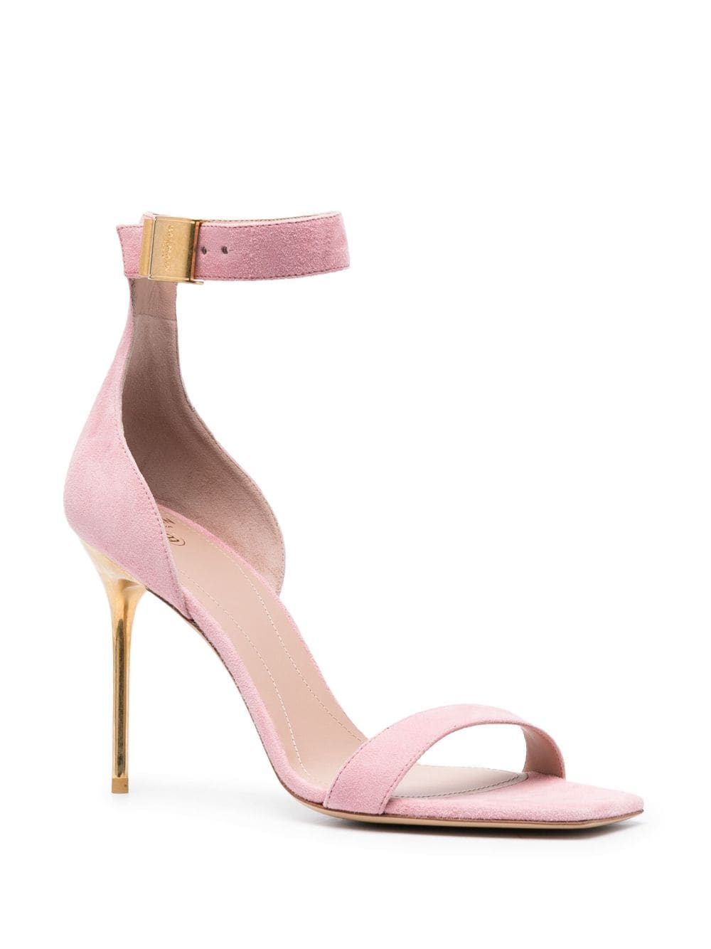 Shop Balmain Uma 105mm Suede Sandals In Pink