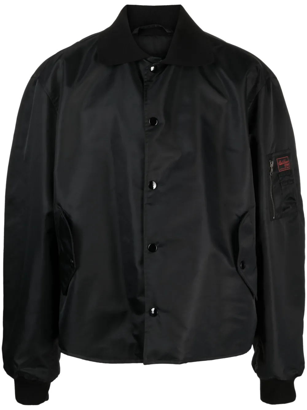 Raf Simons Long Sleeved Polo Bomber With Print On Back In Black