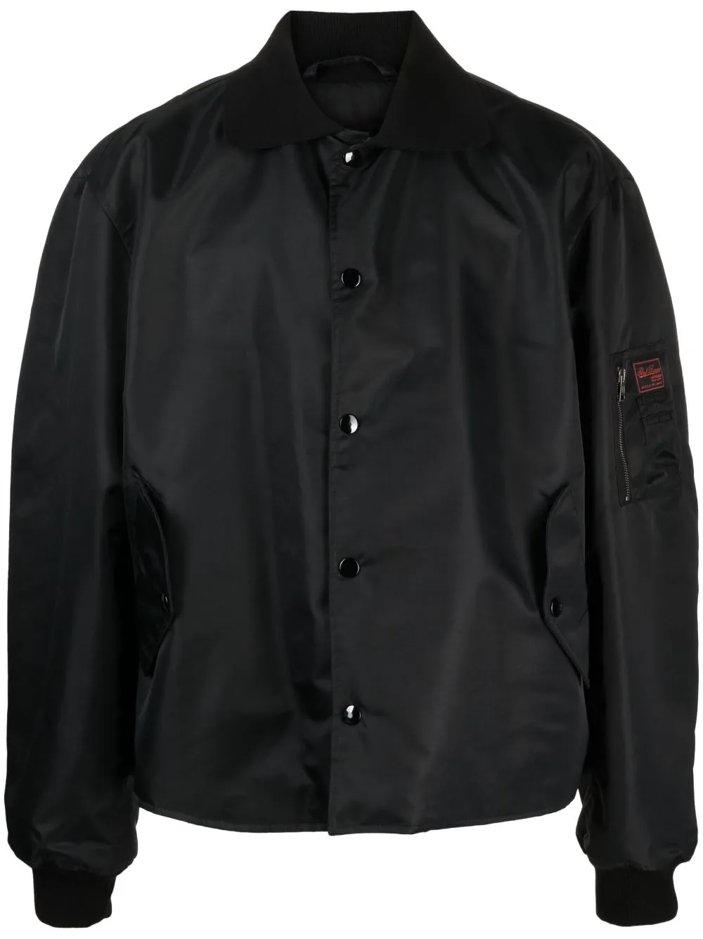 Raf Simons Long Sleeved Polo Bomber With Print On Back In Black