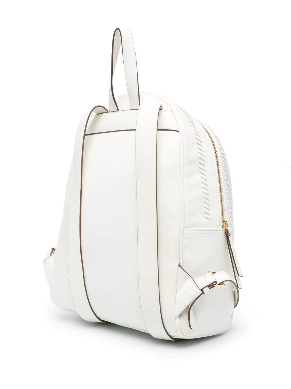 Shop Love Moschino Logo-plaque Whipstitch-trim Backpack In White