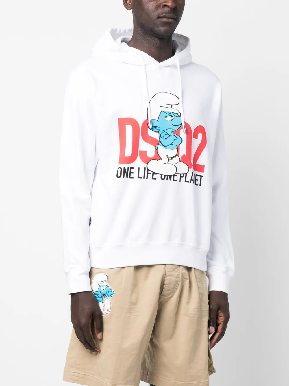 Dsquared2 Slogan-print Cotton Hoodie In Weiss