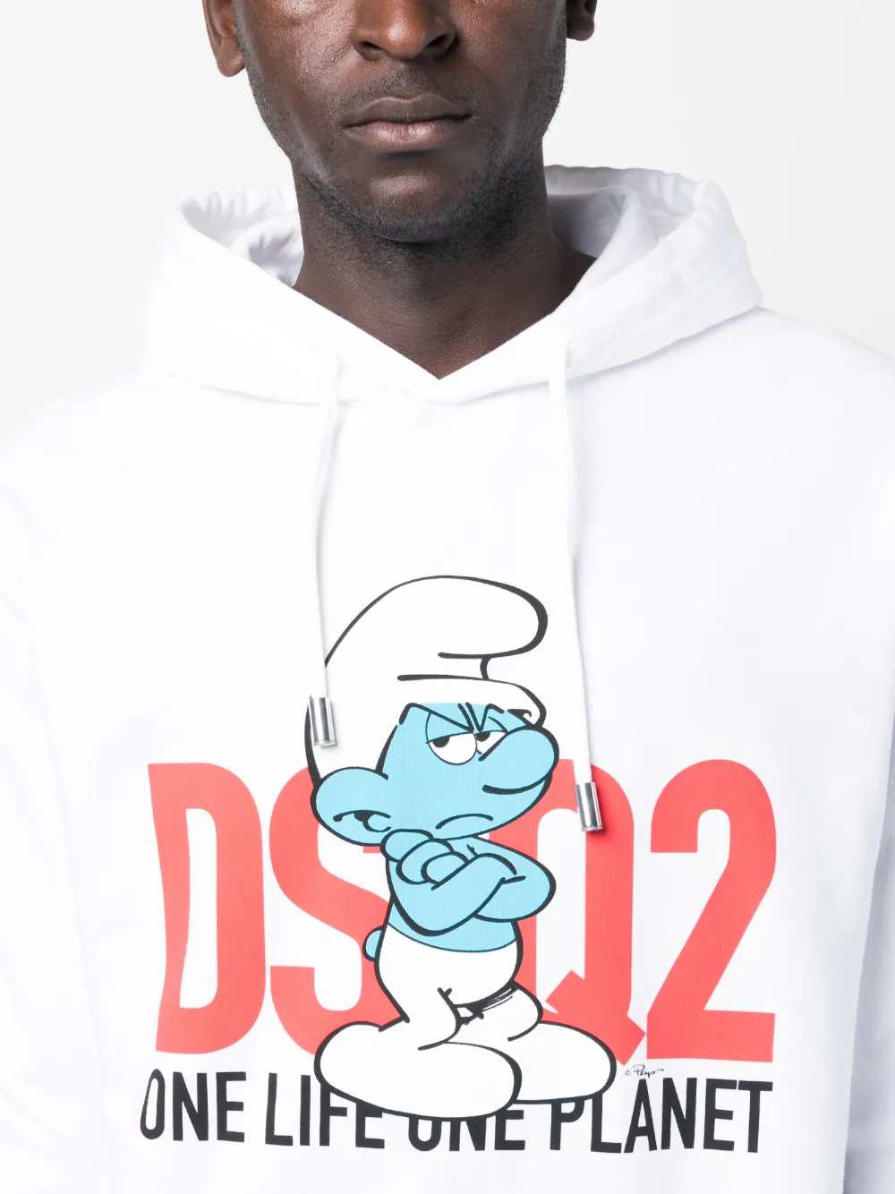 Dsquared2 Slogan-print Cotton Hoodie In Weiss