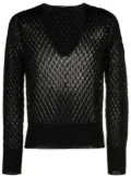SAPIO pointelle-knit V-neck jumper - Black