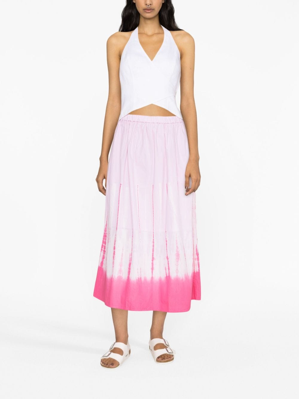 Shop Suzusan Shibori Cotton Skirt In Pink